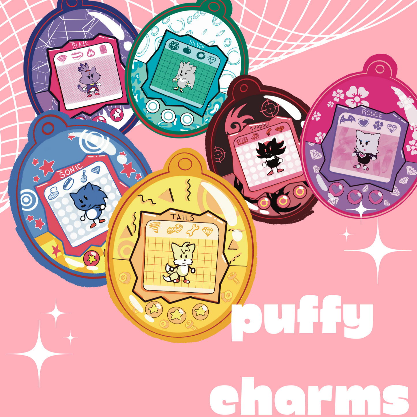 Sonic Puffy Charms